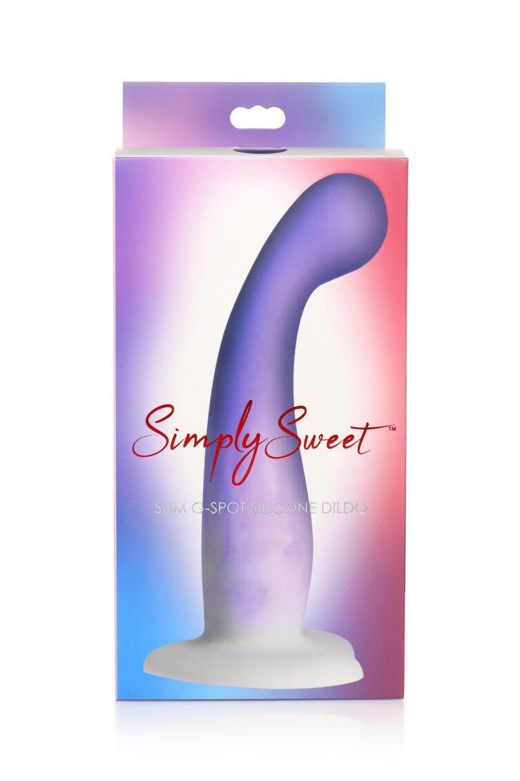 Curve Toys | Simply Sweet 7" Slim G-Spot Silicone Dildo Purple White