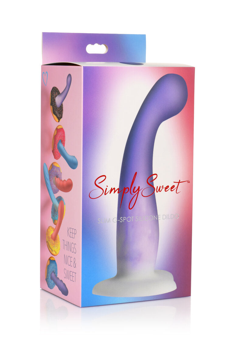 Curve Toys | Simply Sweet 7" Slim G-Spot Silicone Dildo Purple White