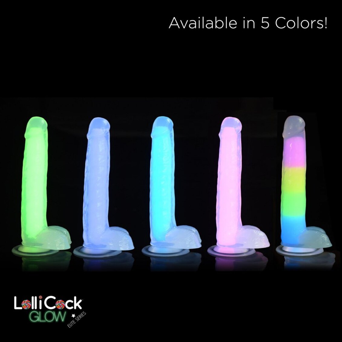 Curve Toys | Lollicock 7" Glow-in-the-Dark Rainbow Silicone Dildo w/ Balls