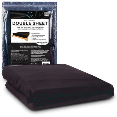 Eroticgel Waterproof Fitted Sheet Black Nuru Massage - Double Size