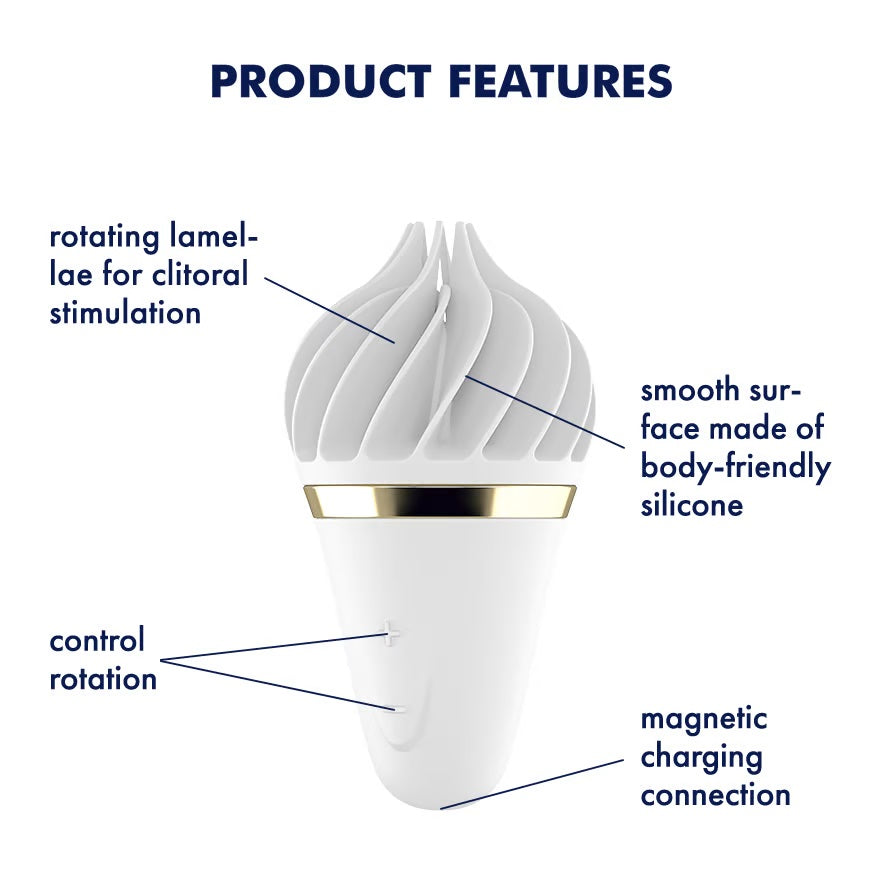 Satisfyer Sweet Treat White/Gold - Rotating Head Ribs Stimulate Clitoris