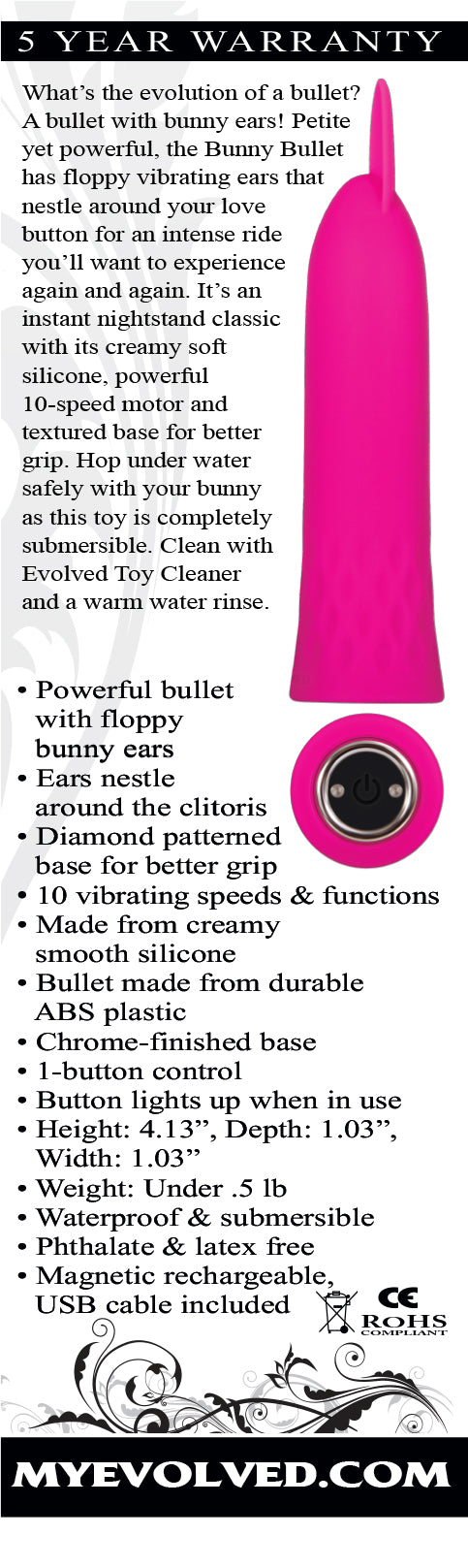 Evolved Bullet Buddy Pink 10.5cm USB Rechargeable Bullet Vibrator