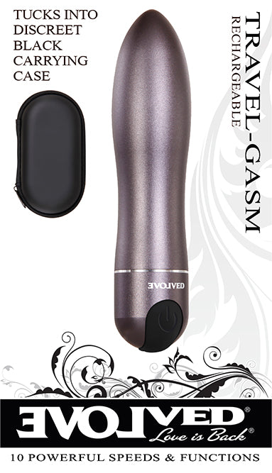 Evolved Travel-Gasm Gray 9cm USB Rechargeable Bullet Vibrator with Travel Case