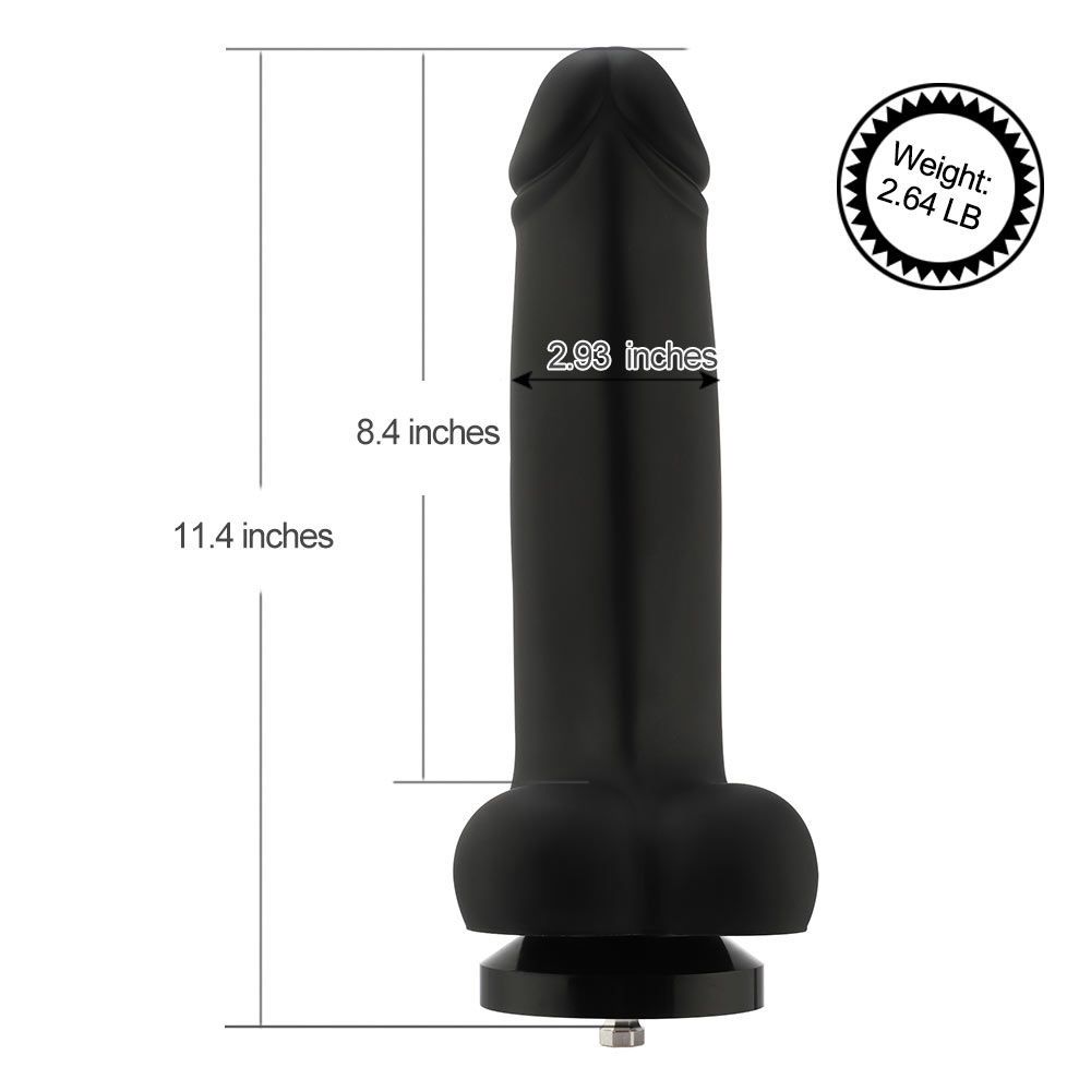 HiSmith - 11.4" Smooth Black Silicone Dildo (KlicLok)