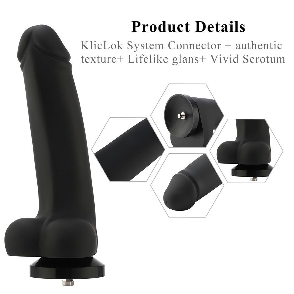 HiSmith - 11.4" Smooth Black Silicone Dildo (KlicLok)