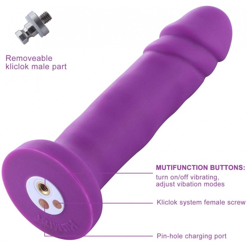 HiSmith 6.7" Vibrating Purple Silicone Dildo (KlicLok)