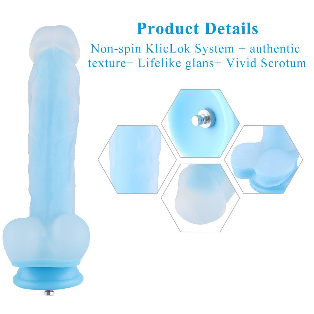 HiSmith 9.65" Fluorescence Dildo Blue (KlicLok)