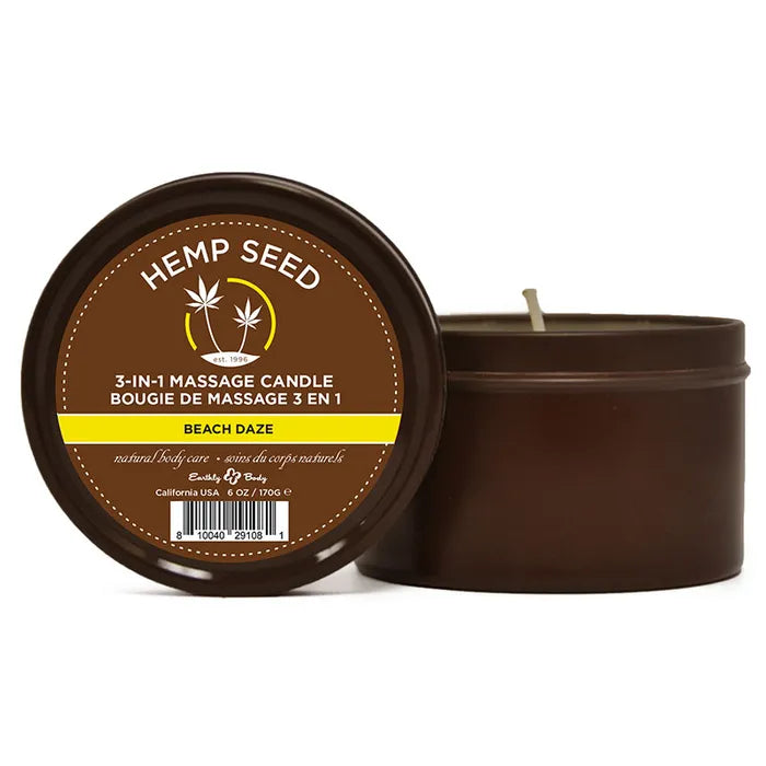 Earthly Body Hemp Seed 3-In-1 Massage Candle - Beach Daze (Coconut & Pineapple) Scented - 170g