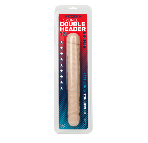 Doc Johnson Jr. Veined Double Header 12" Bender White Dildo Dong