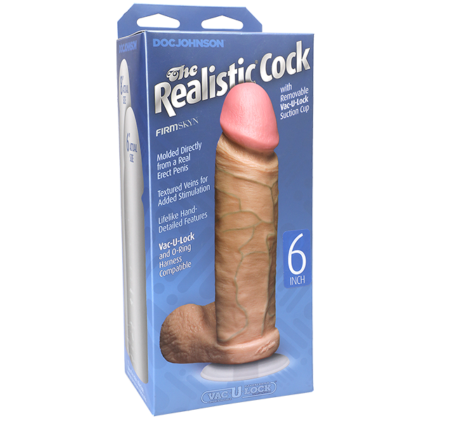 Doc Johnson FIRMSKYN 6" Dildo Dong Vac-U-Lock Suction Cup Vanilla