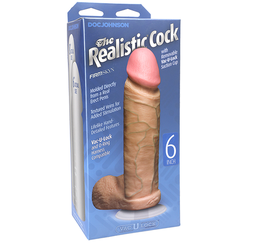 Doc Johnson FIRMSKYN 6" Dildo Dong Vac-U-Lock Suction Cup Vanilla