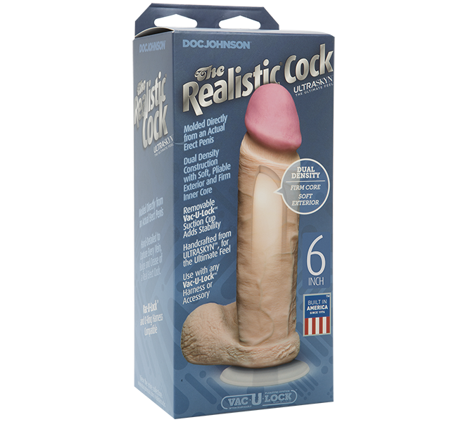 Doc Johnson ULTRASKYN 6" Dildo Dong Vac-U-Lock Suction Cup Vanilla