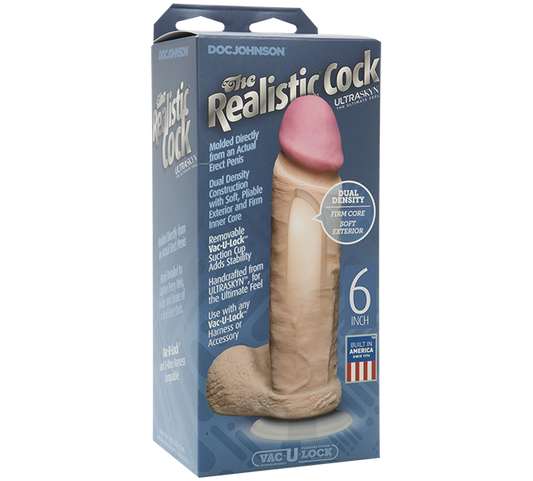 Doc Johnson ULTRASKYN 6" Dildo Dong Vac-U-Lock Suction Cup Vanilla