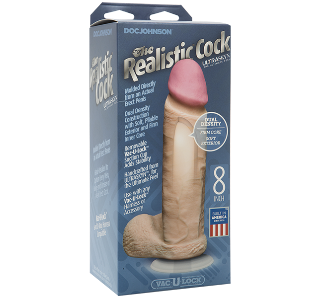 Doc Johnson ULTRASKYN 8" Dildo Dong Vac-U-Lock Suction Cup Vanilla