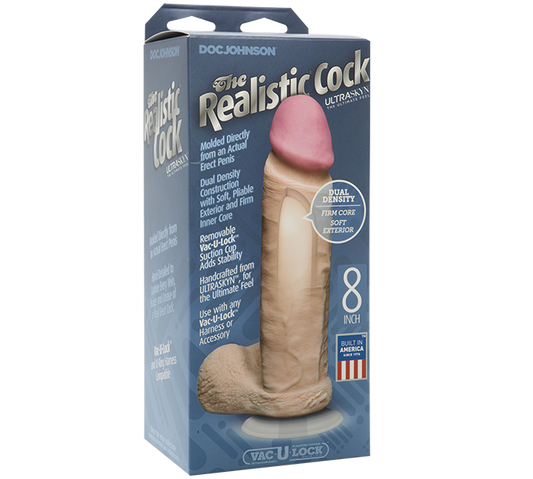 Doc Johnson ULTRASKYN 8" Dildo Dong Vac-U-Lock Suction Cup Vanilla