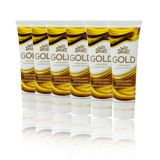 Wet Stuff Gold Water Based Edible Lube Lubricant 6x100g - 6 Pack