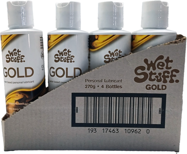 Wet Stuff Gold Water Based Edible Lube Lubricant (4 X 270g) Bulk - 4 Pack