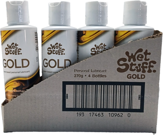 Wet Stuff Gold Water Based Edible Lube Lubricant (4 X 270g) Bulk - 4 Pack