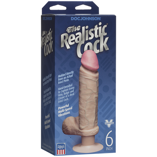 Doc Johnson The Realistic Cock FIRMSKYN Vibrating 6" Dildo Dong Vanilla