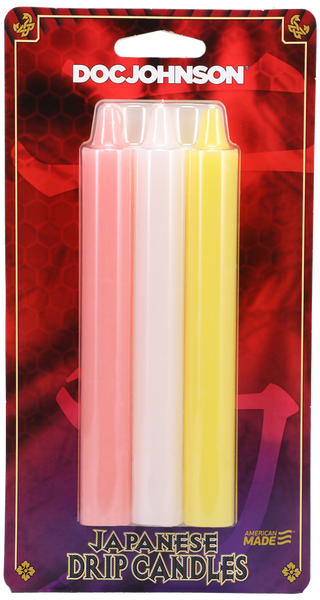 Doc Johnson Japanese Drip Candles Pink, White, Yellow - 3 Pack