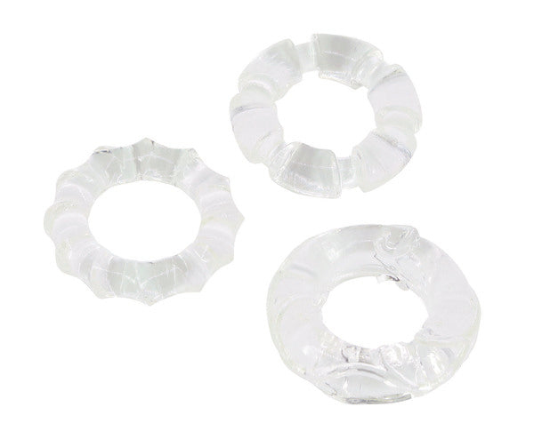 Seven Creations Stretchy Cock Rings Clear - 3 Piece Set