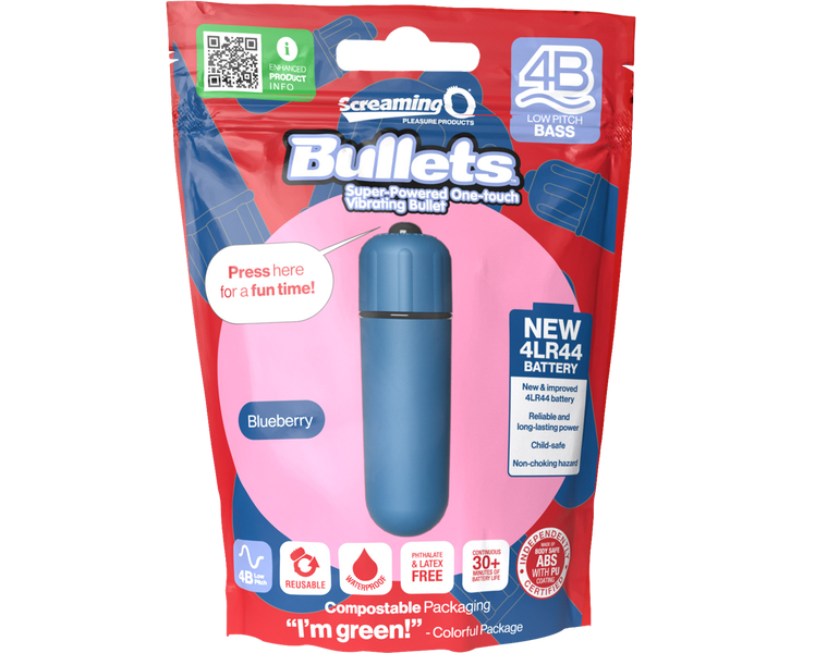 ScreamingO Bullets 4B Low Pitch Bass Bullet Vibrator Blueberry