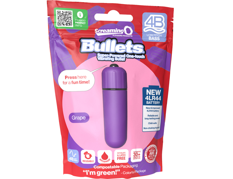 ScreamingO Bullets 4B Low Pitch Bass Bullet Vibrator Grape