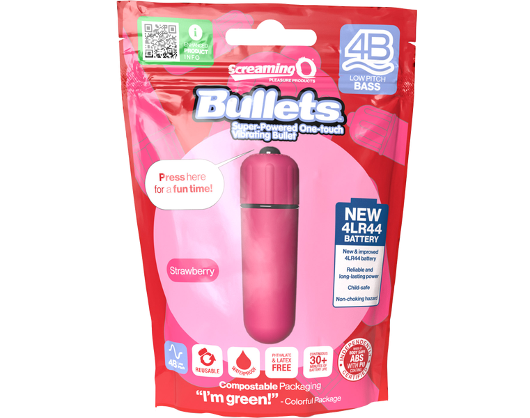 ScreamingO Bullets 4B Low Pitch Bass Bullet Vibrator Strawberry