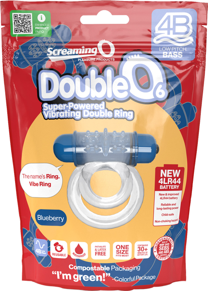 ScreamingO Double O 6 4B Low Pitch Bass Vibrating Cock Ring Blueberry