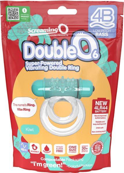 ScreamingO Double O 6 4B Low Pitch Bass Vibrating Cock Ring Kiwi