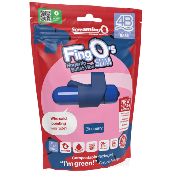 ScreamingO 4B Low Pitch Bass FingO Slim Bullet Fingertip Vibe - Blueberry