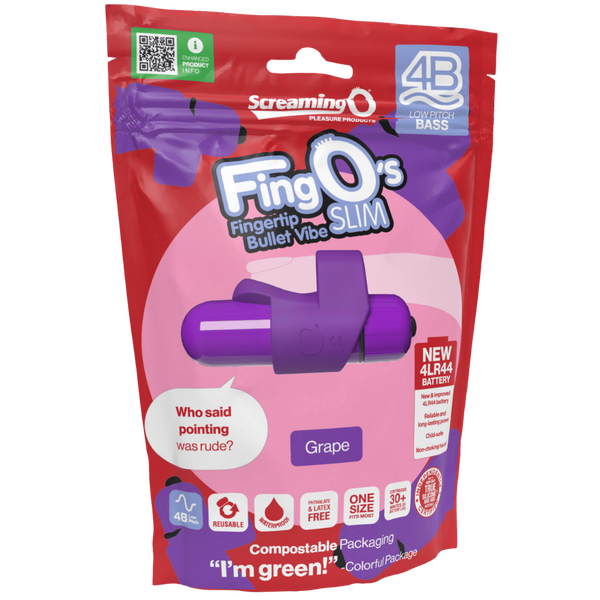 ScreamingO 4B Low Pitch Bass FingO Slim Bullet Fingertip Vibe - Grape