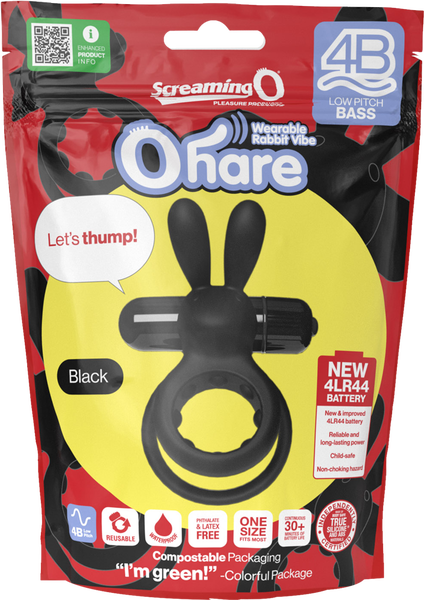 ScreamingO Ohare 4B Low Pitch Bass Bullet Vibrating Cock Ring Black