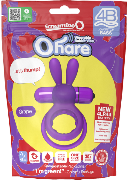 ScreamingO Ohare 4B Low Pitch Bass Bullet Vibrating Cock Ring Grape