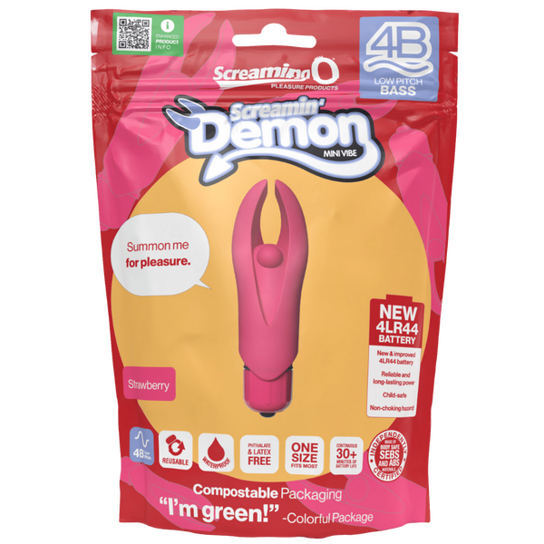 ScreamingO 4B Demon Mini Clitoral Vibe Vibrator - Strawberry