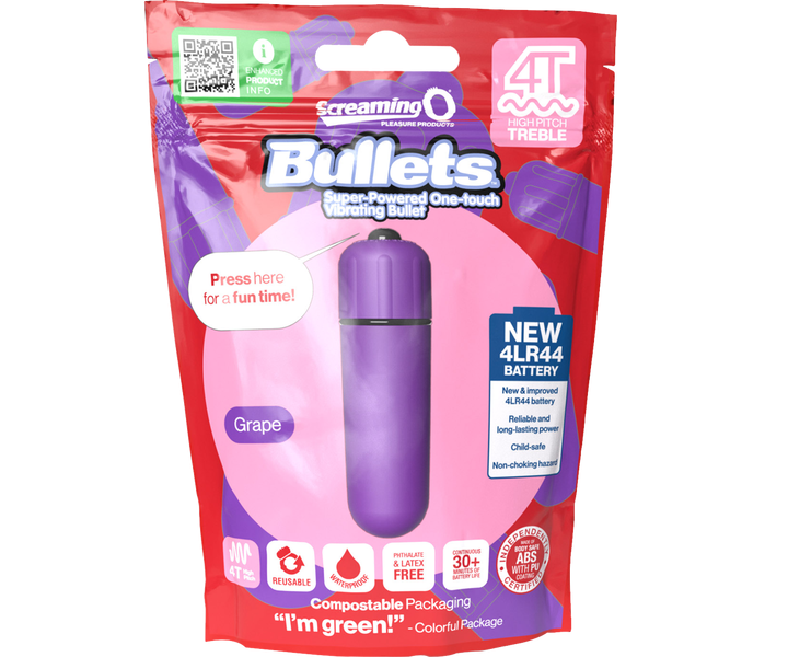 ScreamingO Bullets 4T High Pitch Treble Bullet Vibrator Grape