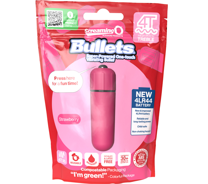 ScreamingO Bullets 4T High Pitch Treble Bullet Vibrator Strawberry