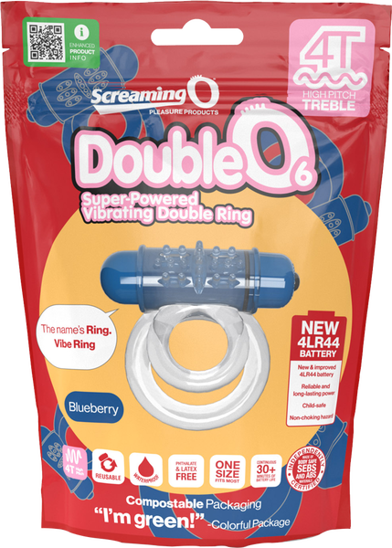 ScreamingO Double O 6 4T High Pitch Treble Bullet Vibrating Cock Ring Blueberry