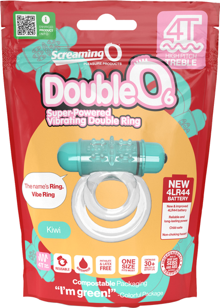 ScreamingO Double O 6 4T High Pitch Treble Bullet Vibrating Cock Ring Kiwi