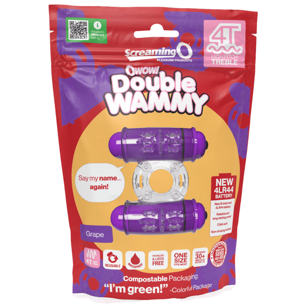 ScreamingO 4T Double Wammy Vibrating Cock Ring - Grape