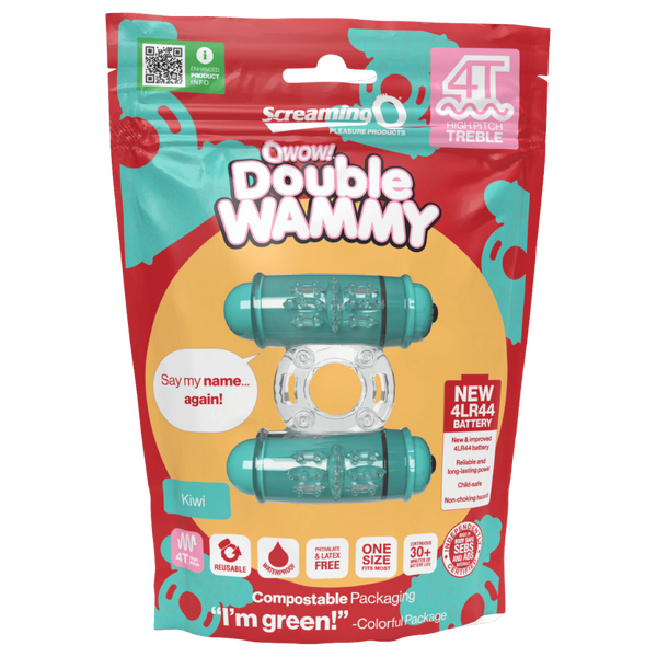 ScreamingO 4T Double Wammy Vibrating Cock Ring - Kiwi