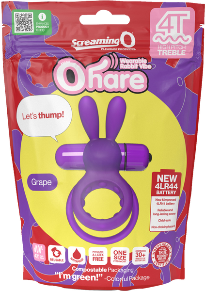 ScreamingO Ohare 4T High Pitch Treble Bullet Vibrating Cock Ring Grape