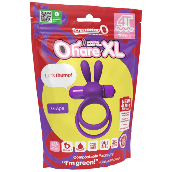 ScreamingO 4T Ohare XL Vibrating Rabbit Ears Cock Ring - Grape