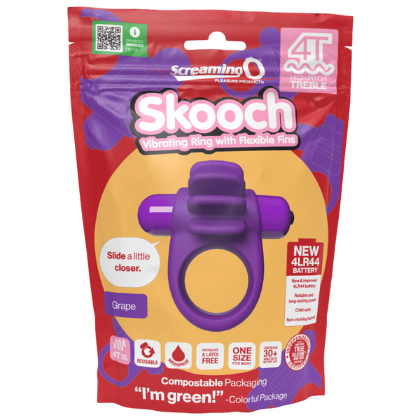 ScreamingO 4T High Pitch Treble Skooch Vibrating Cock Ring with Flexible Fins - Grape