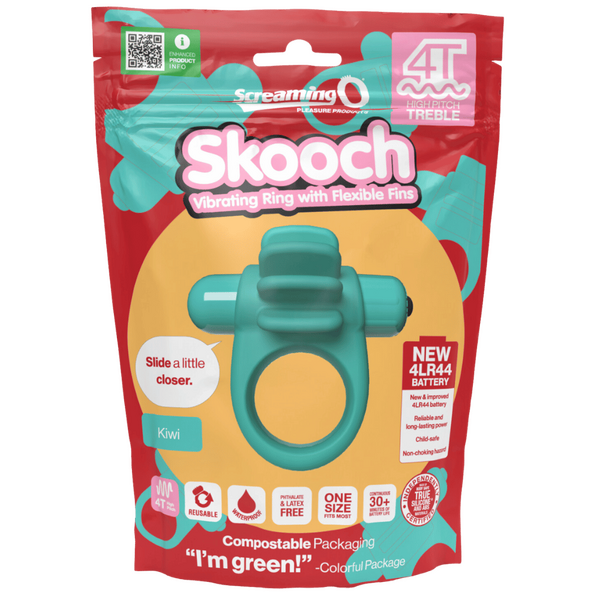 ScreamingO 4T High Pitch Treble Skooch Vibrating Cock Ring with Flexible Fins - Kiwi