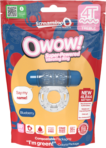 ScreamingO Owow 4T High Pitch Treble Bullet Vibrating Cock Ring Blueberry