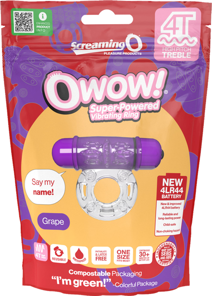 ScreamingO Owow 4T High Pitch Treble Bullet Vibrating Cock Ring Grape