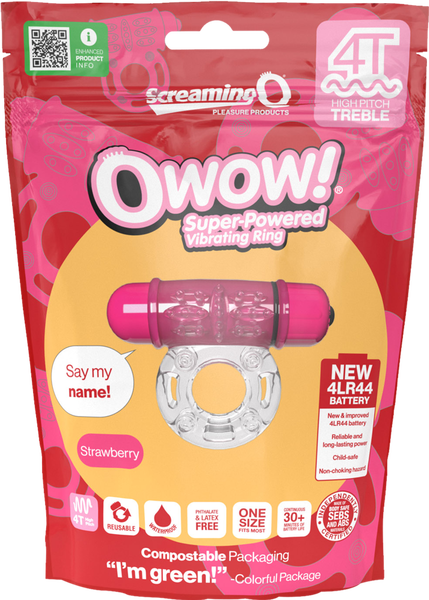 ScreamingO Owow 4T High Pitch Treble Bullet Vibrating Cock Ring Strawberry