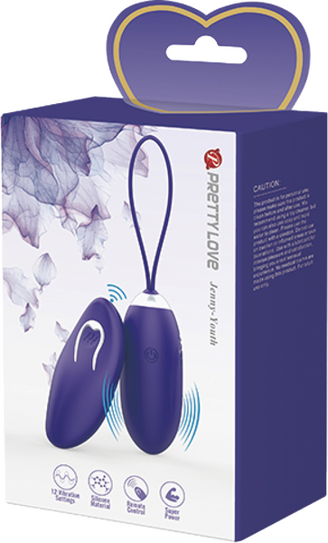 Pretty Love Jenny Youth Smooth Egg Vibrator with Remote Control Purple