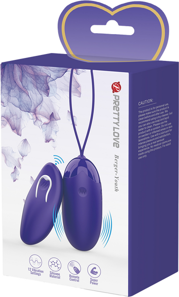 Pretty Love Berger Youth Egg Vibrator with Remote Control Purple